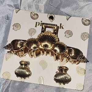 Piper K Shell Hair Clips Set Golden Lp LE